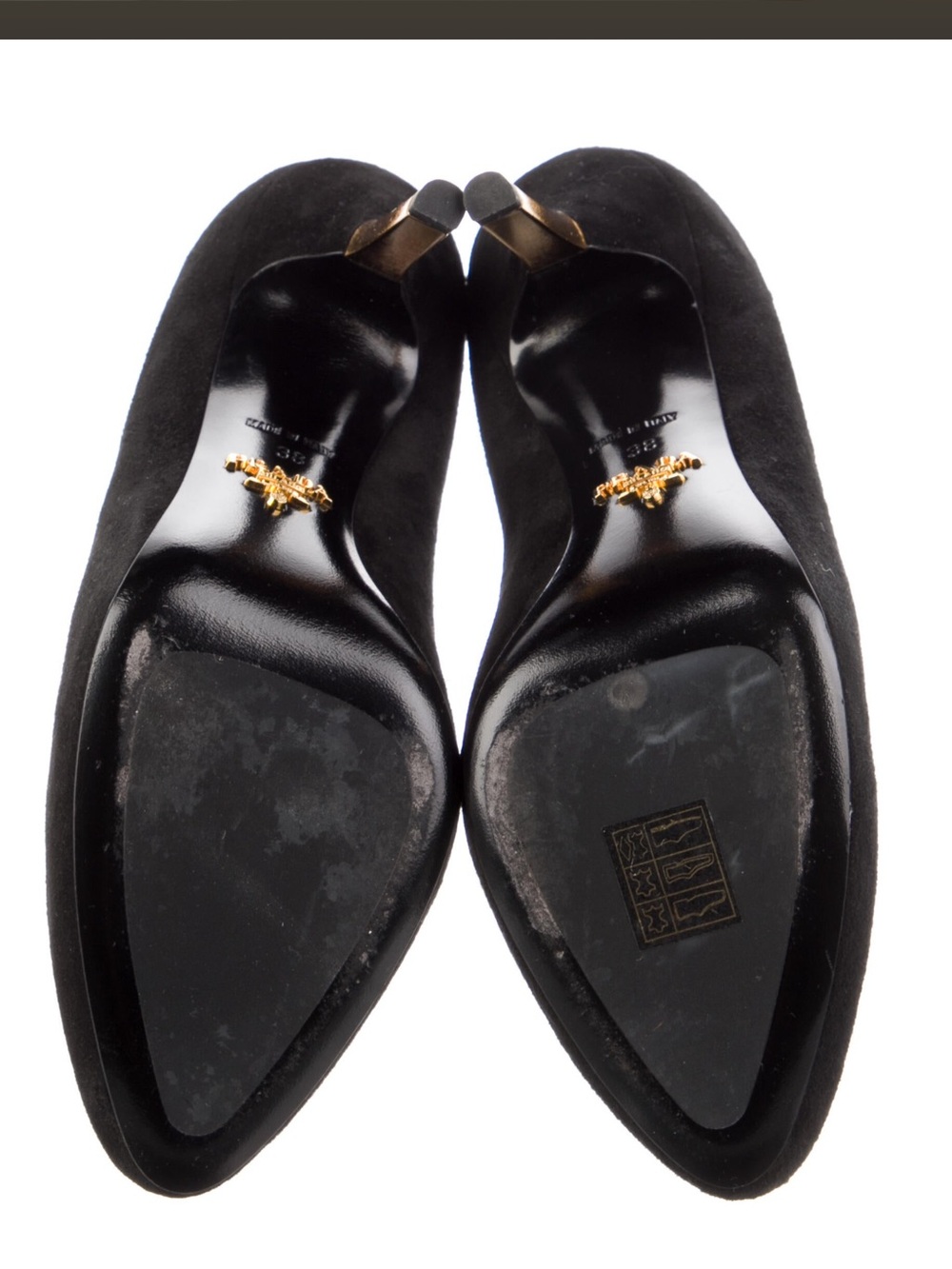 Prada Black Suede Pump with Gold Stiletto. Include box and Dust bag. Gorgeous! - Picture 5 of 5